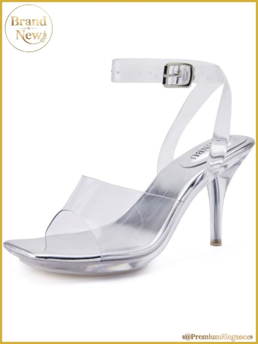 Clear Strappy High Heels Square Toe Slingback Platform Sandals